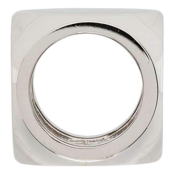  웰던 We11done Silver & White Logo Dice Ring 221327F024000