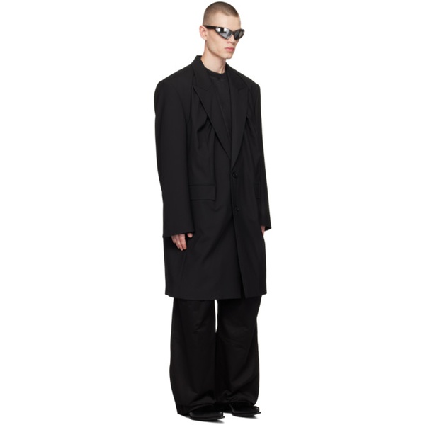  웰던 We11done Black Shirring Single-Breasted Coat 231327M176001