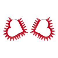 웰던 We11done Red Small Spike Heart Earrings 231327F022002