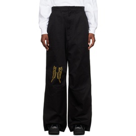 웰던 We11done Black Embroidered Trousers 231327F087008
