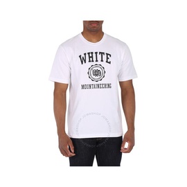 화이트 마운티니어링 White 모우 Mountaineering Mens White Short Sleeve College Logo Print T-Shirt WM2271516