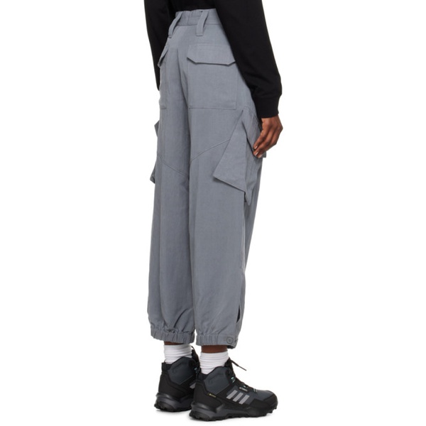  Y-3 Gray Crinkled Trousers 231138F087010