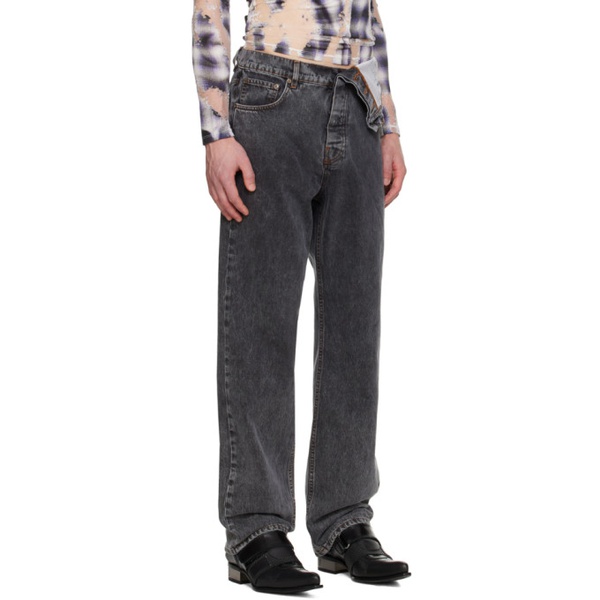  와이프로젝트 Y/Project Gray Asymmetric Waist Jeans 242893M186035