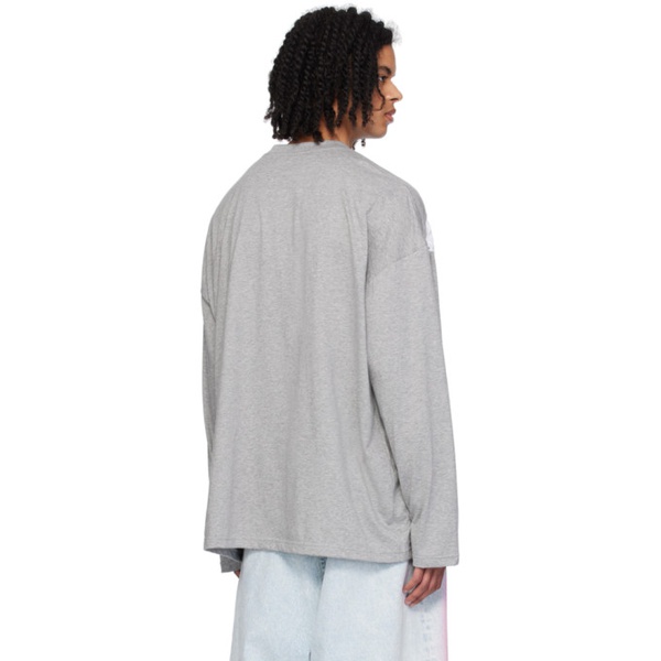  와이프로젝트 Y/Project Gray Draped Long Sleeve T-Shirt 241893M213014