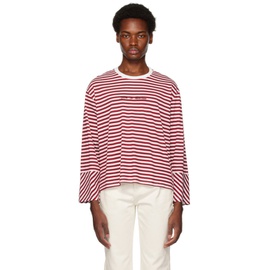 유스 인 발라클라바 Youths in Balaclava Red & White Striped Long Sleeve T-Shirt 231408M213005