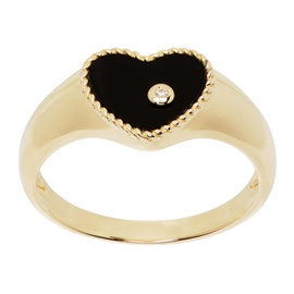 Yvonne Leon Gold Baby Chevaliere Coeur Onyx Ring 241590F011023