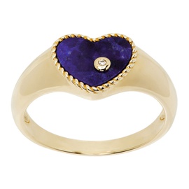 Yvonne Leon Gold Baby Chevaliere Coeur Lapis Lazuli Ring 241590F011024