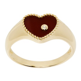 Yvonne Leon Gold Baby Chevaleire Coeur Agate Ring 241590F011025