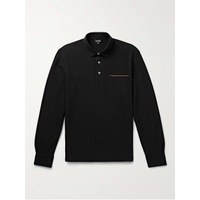 ZEGNA Slim-Fit Suede-Trimmed Cotton-Pique Polo Shirt 1647597310726138