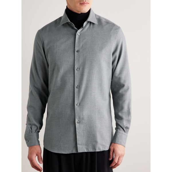  ZEGNA Cotton and Cashmere-Blend Twill Shirt 1647597310703933