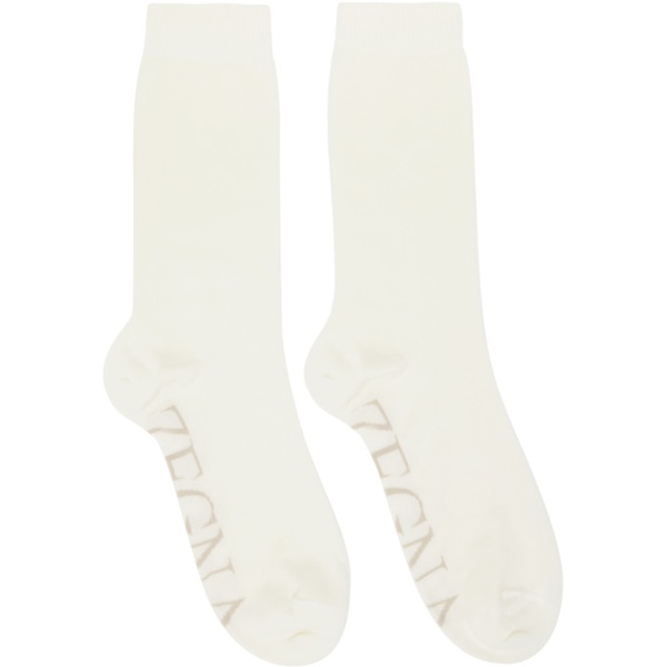  ZEGNA 오프화이트 Off-White Jacquard Socks 232142M220013