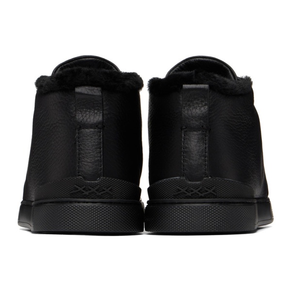  ZEGNA Black Triple Stitch Sneaker 222142M237019