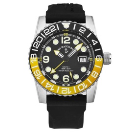 Zeno MEN'S Airplane Diver Rubber Black Dial Watch 6349GMT-3-A1-9