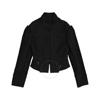 버버리 Burberry Black Corset-inspired Wool Mohair Cropped Jacket 4545509