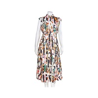 버버리 Burberry Ladies Multicolor Archive Print Sleevless Silk Dress 8002205