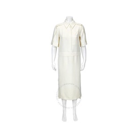 버버리 Burberry Split Detail Silk Wool Shirt Dress In Off White 8001553