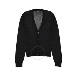 베르사체 Versace Mens Black V-neck Buttoned Down Cardigan A69781-A236099-A1008