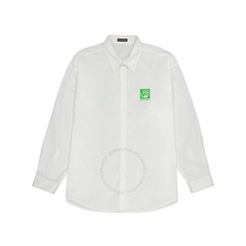 발렌시아가 Balenciaga Green Logo Print Poplin Shirt 606218 TYB18 9000
