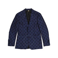 버버리 Burberry Mens Midnight Blue Soho Fit Spot Wool Silk Cotton Evening Jacket 4066326