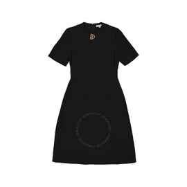 버버리 Burberry Black D-ring Detail Silk Wool Short-sleeve Dress 8007399