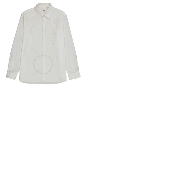 버버리 버버리 Burberry Mens White Cotton Oxford London Print Oversized Shirt 8026173