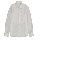 버버리 Burberry Mens White Cotton Poplin Embellished Dress Shirt 8026163