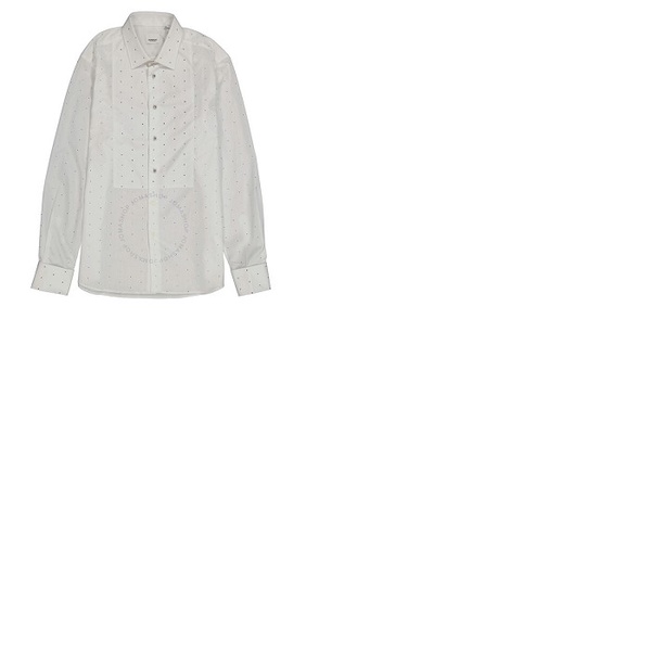 버버리 버버리 Burberry Mens White Cotton Poplin Embellished Dress Shirt 8026163
