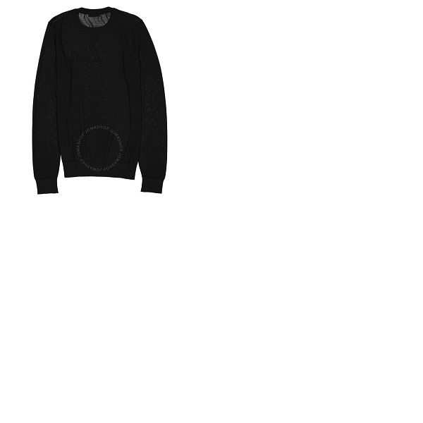 발망 발망 Balmain Mens Black Logo Crewneck Sweater TH13967K212 0PA