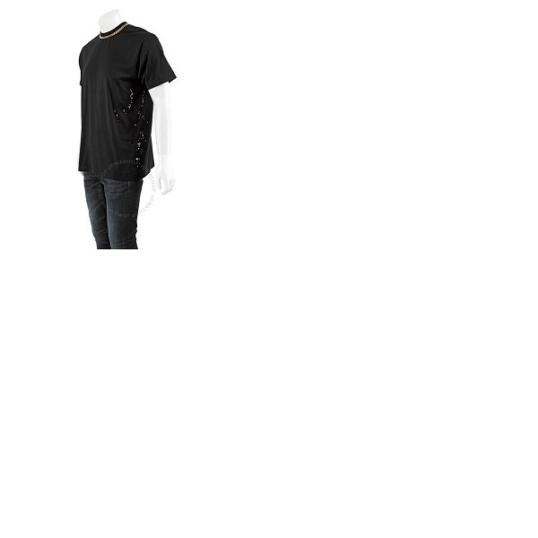버버리 버버리 Burberry Mens Black Chain Detail T-shirt 4559581
