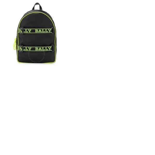  Bally Black Mens Logo-tape Buckle-detail Backpack 6228632
