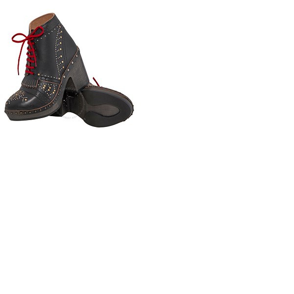 버버리 버버리 Burberry Riveted Antrim Leather Block-heel Clog Boots 4069392