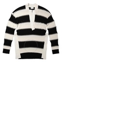 버버리 Burberry Mens Black Side-slit Striped Rib Knit Wool Sweater 4559721