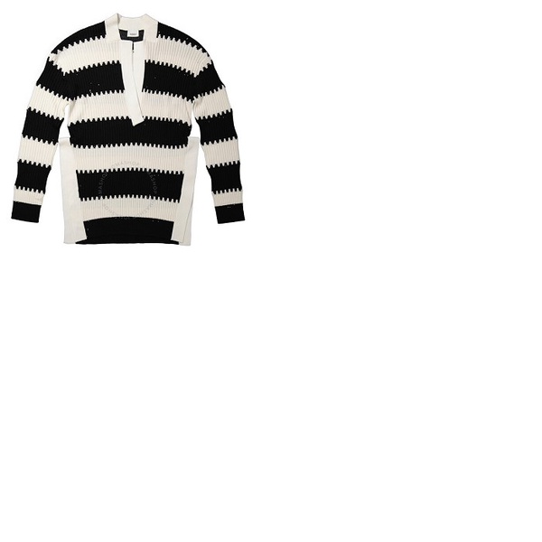 버버리 버버리 Burberry Mens Black Side-slit Striped Rib Knit Wool Sweater 4559721