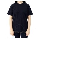 버버리 Burberry Ladies Black Ring-pierced Cotton Oversized T-shirt 8017145