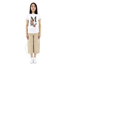 맥스마라 Max Mara Ladies White HU모우 MOUR Logo-print Cotton-jersey T-shirt Humour 011