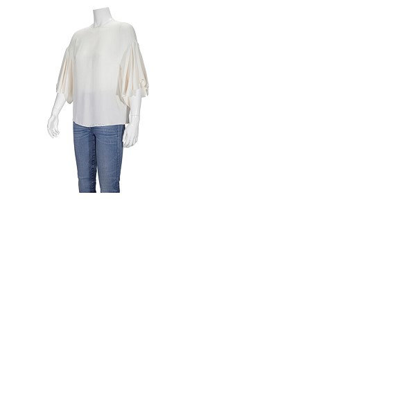  발렌티노 Valentino Garavani Ladies White Ruffle Sleeves Silk Blouse AE4101MHA03