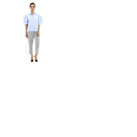 버버리 Burberry Pale Blue Gingham Cotton Puff-sleeve Oversized Shirt 8028968