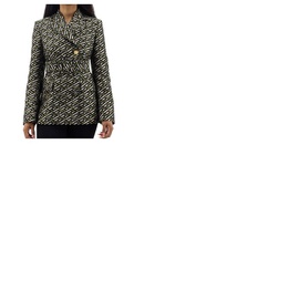 베르사체 Versace Ladies Greca Logo Print Belted Blazer 1001726-1A01499-2B450
