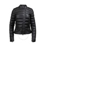 Save The Duck Ladies London Leather Biker Puffer Jacket D30432W-SKIN13-10000