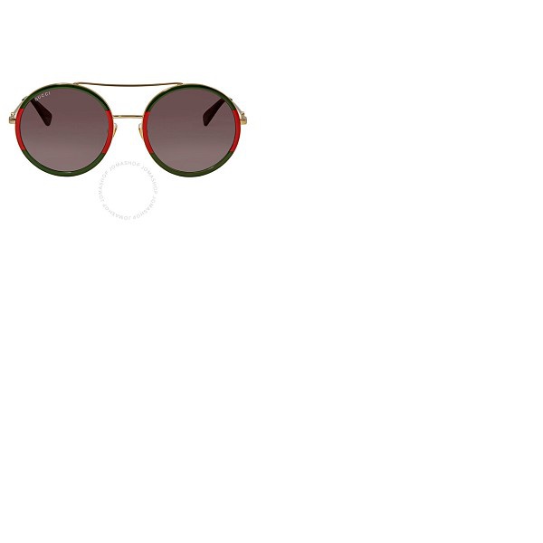 구찌 구찌 Gucci Green Gradient Round Ladies Sunglasses GG0061S 003 56
