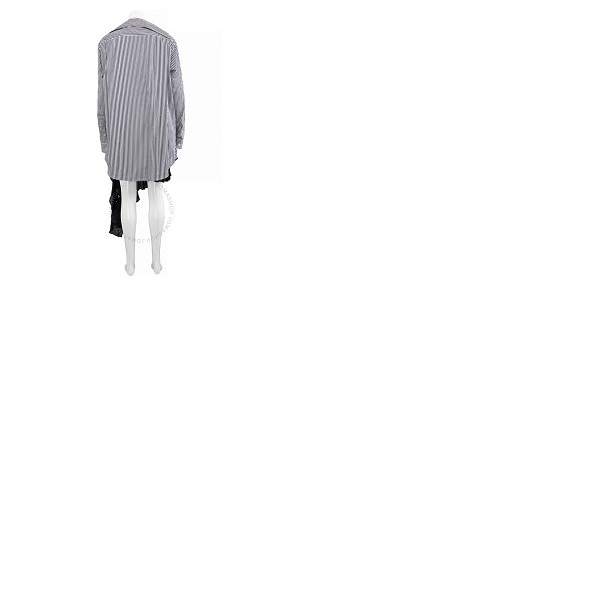 발렌시아가 발렌시아가 Balenciaga Ladies Black Twisted Layered Shirt-effect Asymmetric Dress 660120 TGO08 1000