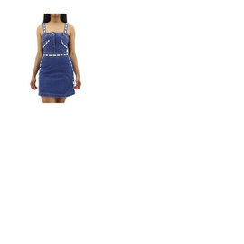 모스키노 Moschino Ladies Blue Cotton Denim Mini Short Dress J 0464 0520 3288