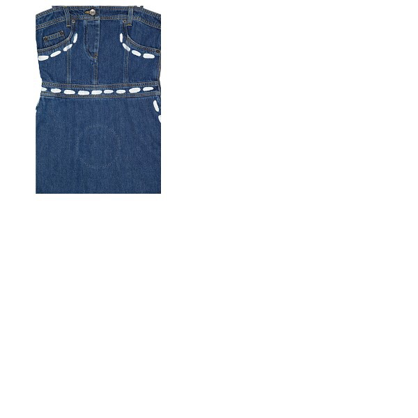  모스키노 Moschino Ladies Blue Cotton Denim Mini Short Dress J 0464 0520 3288