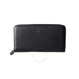 Emporio Armani Mens Soft Saffiano Zip Around Wallet in Black YEME49-YAQ2E-8107