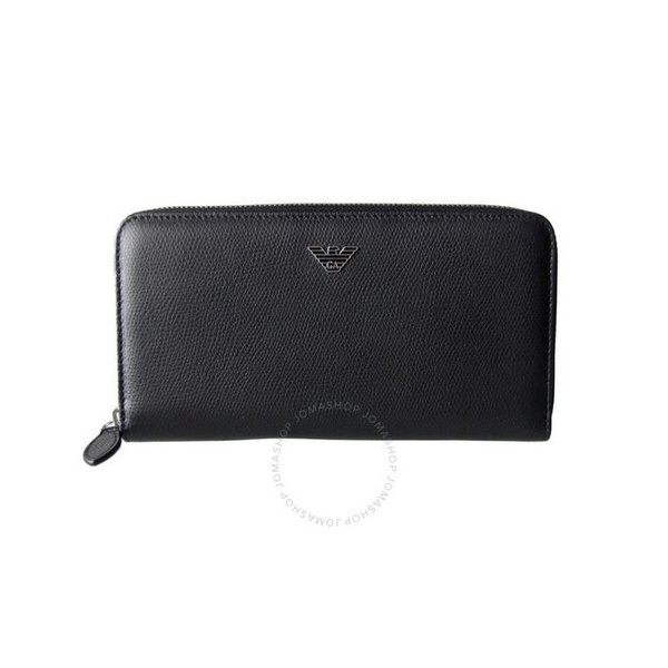  Emporio Armani Mens Soft Saffiano Zip Around Wallet in Black YEME49-YAQ2E-8107