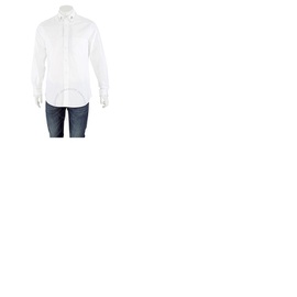 버버리 Burberry Mens White Classic Fit Stud Detail Cotton Oxford Shirt 8017259
