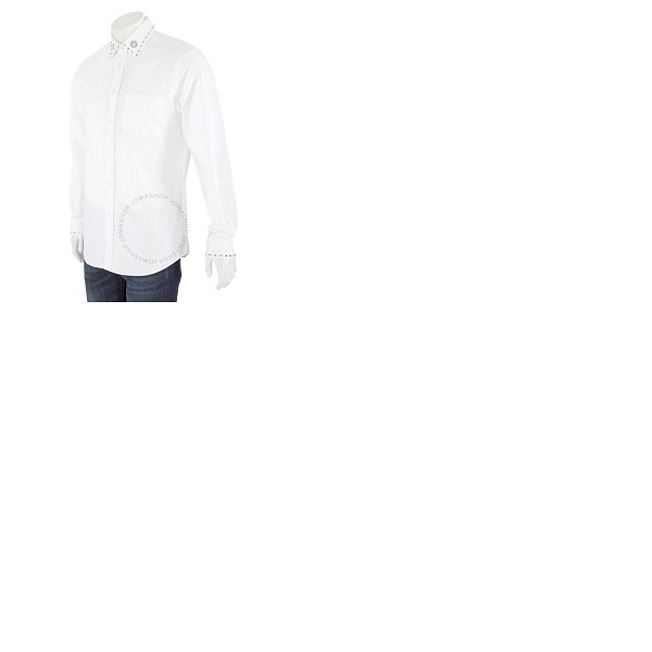 버버리 버버리 Burberry Mens White Classic Fit Stud Detail Cotton Oxford Shirt 8017259