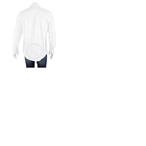 버버리 버버리 Burberry Mens White Classic Fit Stud Detail Cotton Oxford Shirt 8017259