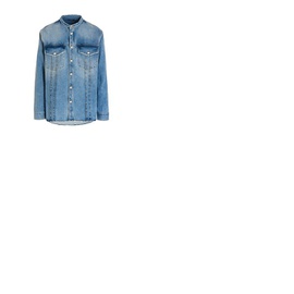 발망 Balmain Light Jean Blue Cotton Denim Shirt XH1HC120DB53-6FC