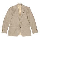 버버리 Burberry Mens Cedar Brown Melange Classic Fit Linen Tailored Jacket 8029698